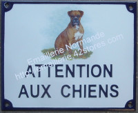 Plaque émaillée (15x20cm) attention aux chiens + 1 ou 2 décors
