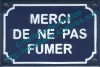 Plaque émaillée (10x15cm) Merci de ne pas fumer