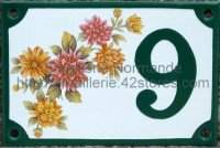 Numéro de rue décoré émaillé : Fleur37269 D