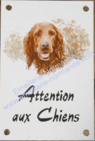 Plaque émaillée 15x10cm verticale : Attention aux chiens + décor au choix parmi la liste