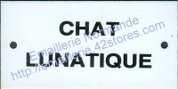 Plaque émaillée (6x12cm) chat lunatique