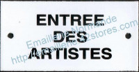 Plaque émaillée (6x12cm) Entrée des artistes