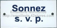 Plaque émaillée (6x12cm) sonnez svp