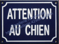 Plaque émaillée : Attention au chien 15x20cm