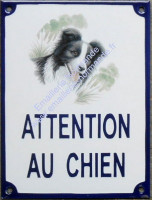 Plaque émaillée (20x15cm) attention au chien + 1 décor