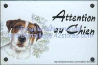 Plaque humoristique émaillée 10x15 cm ATTENTION AU CHIEN A CE JOUR..