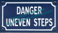 Plaque émaillée (10x18cm) Danger uneven steps