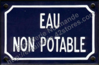 12- Plaque émaillée (10x15cm) Eau non potable