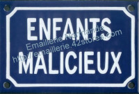 Plaque émaillée humoristique (10x15cm) Enfants malicieux