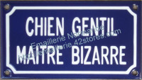 Plaque émaillée (10x18cm) chat gentil maitre bizarre