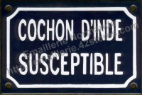 Plaque émaillée (10x15cm) cochon d'inde susceptible