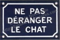 Plaque émaillée (10x15cm) ne pas déranger le chat