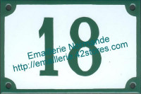 5-1 Plaque émaillée, numéro de rue fond blanc avec bordure (10x15cm ou 10x18cm)