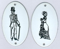 4- Deux plaques émaillées ovales : homme + femme