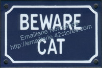 Plaque émaillée (10x15cm) Beware cat