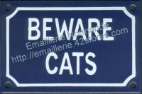 Plaque émaillée (10x15cm) Beware cats