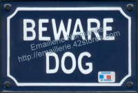 Plaque émaillée (10x15cm) Beware dog