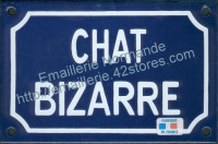 Plaque émaillée (10x15cm) chat bizarre