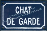 Plaque émaillée (10x15cm) chat de garde