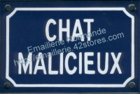 Plaque émaillée (10x15cm) chat malicieux