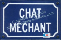 Plaque émaillée (10x15cm) chat méchant