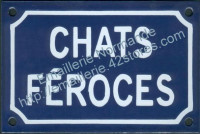 Plaque émaillée (10x15cm) chats féroces