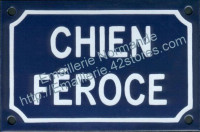 Plaque émaillée (10x15cm) chien féroce