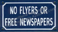 Plaque émaillée (10x18cm) No flyers or free newspapers