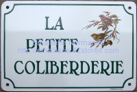 Plaque de villa emaillee 20x30 décor oiseau écriture HB