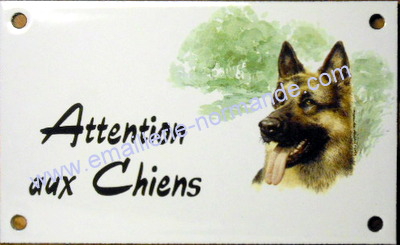 Plaque émaillée 10x15cm : Attention aux chiens + 1 décor parmi la liste -  EMAILLERIE NORMANDE fabricant français de plaques émaillées